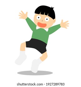 Boy feels surprised, shock and jump scared cartoon vector.