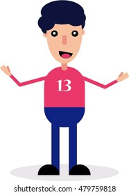 Boy figure explaining - standing with t-shirt number 