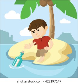 boy find a message in a bottle