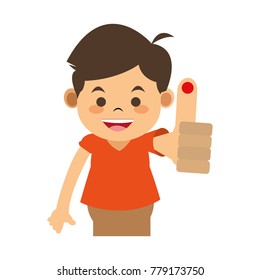 Boy with finger pricked