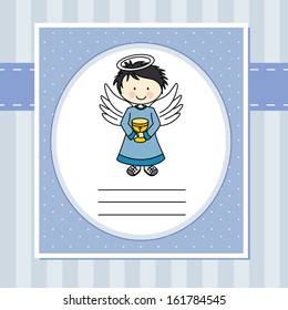 Boy First Communion Angel Chalice Stock Vector (Royalty Free) 161784545 ...