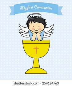 Boy First Communion card 