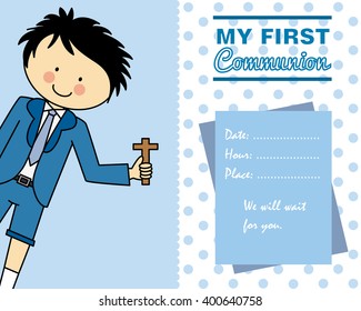 Boy First Communion card