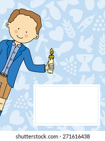 Boy first Communion card . space for text 