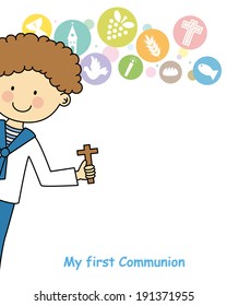 Boy first Communion Invitation Card