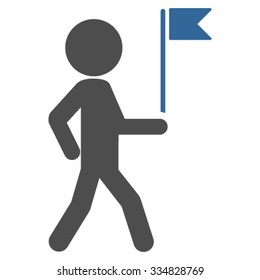 Boy Flag Guide vector icon. Style is bicolor flat symbol, cobalt and gray colors, rounded angles, white background.