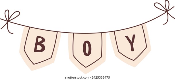 Boy Flags Birthday Ribbon Vector Illustration