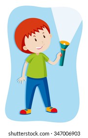 Niño parpadeando una ilustración de la linterna