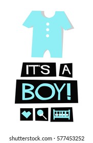It's a Boy! (Flat Style Vector Illustration Poster Design)