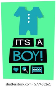 It's a Boy! (Flat Style Vector Illustration Poster Design)