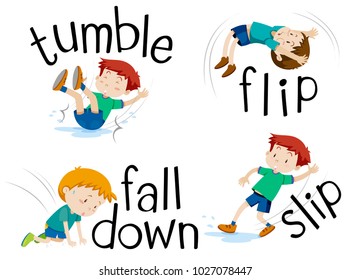 Boy flipping and falling down illustration