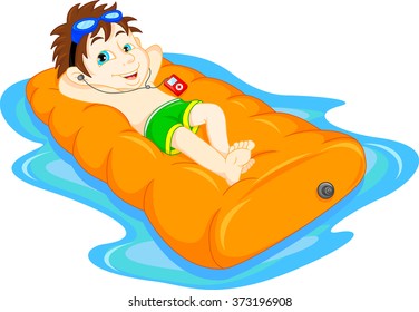 The boy floating on inflatable, summer vacation fun