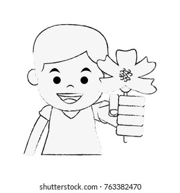 Boy with flower cartoon