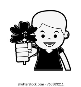 Boy with flower cartoon