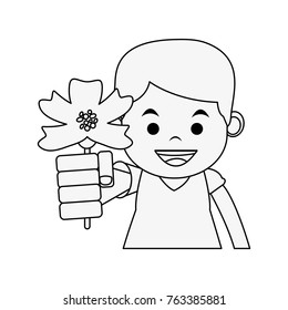 Boy with flower cartoon