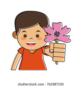 Boy with flower cartoon