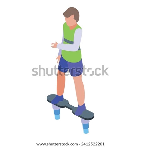 Boy flyboard adventure icon isometric vector. Air action. Sport hobby watersport