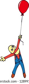 boy flying balloon