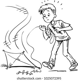 boy flying a kite