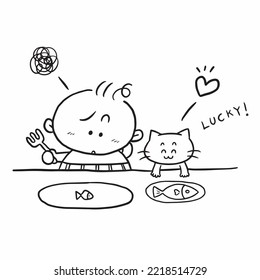 boy food cat cartoon doodle kawaii anime coloring page cute illustration drawing clip art character chibi manga comics