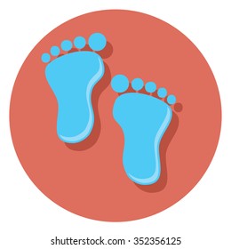 boy foot circle icon with shadow