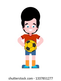 Boy football player. Little footballer Vector illustration
