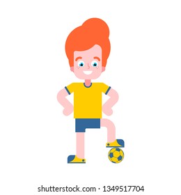 Boy football player. Little footballer Vector illustration
