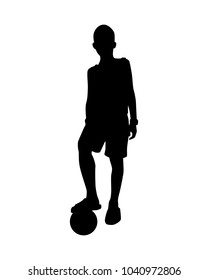 A boy with football silhouette vector