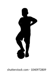 A Boy With Football Silhouette Vector