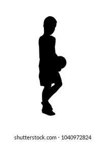 A boy with football silhouette vector