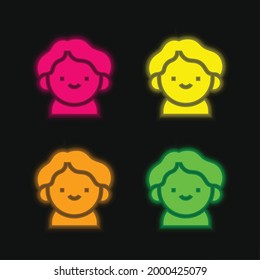 Icono vectorial de neón brillante de cuatro colores