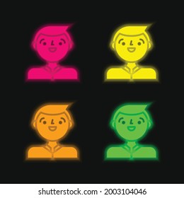 Junge vier farbige leuchtende Neon-Vektorsymbol