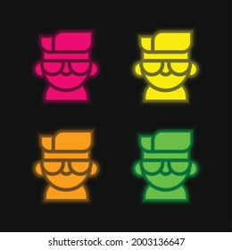 Icono vectorial de neón brillante de cuatro colores