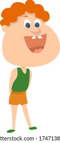 Boy with freckles , illustration, vector on white background