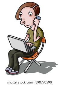 Boy Freelancer. Vector illustration