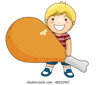 Boy Fried Chicken Vector Stock Vector (Royalty Free) 48222967 ...