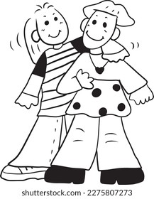 Boy friend cartoon doodle kawaii anime coloring page cute illustration clipart character chibi manga comic drawing line art free download
