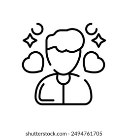 Boy Friend Outline Icon, Vector illustration