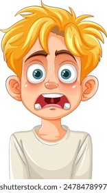 A boy with a frightened expression