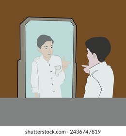 boy in front of the mirror 2d 