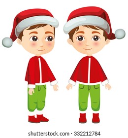 Boy front and side in winter clothes