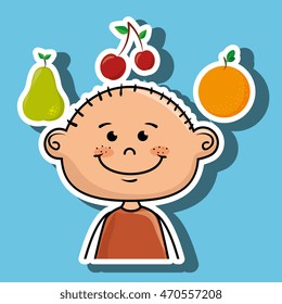 boy fruit food healthy vector illustration graphic