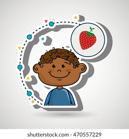 boy fruit food healthy vector illustration graphic