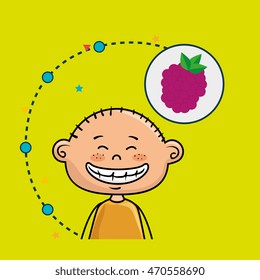 boy fruit food healthy vector illustration graphic