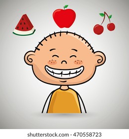 boy fruit food healthy vector illustration graphic