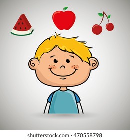 boy fruit food healthy vector illustration graphic