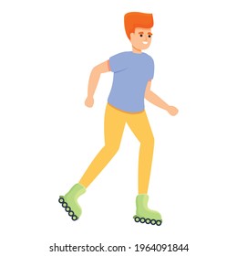 Boy fun rollerblading icon. Cartoon of Boy fun rollerblading vector icon for web design isolated on white background
