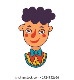 Boy funny doodle face cute vector character