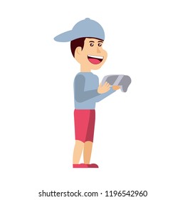 boy with game control character