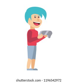 boy with game control character
